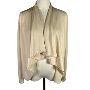 Ralph Lauren Womens Drape Open Front Cardigan Sweater Knitwear Cream Luxury‎